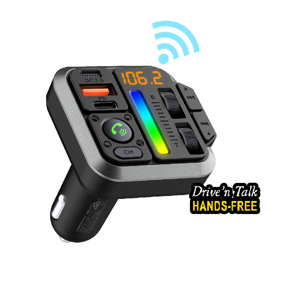 Sansai 5.3 Bluetooth FM Wireless Transmitter w/ Usb-a/c Charging 5x5 cm Black — image 2