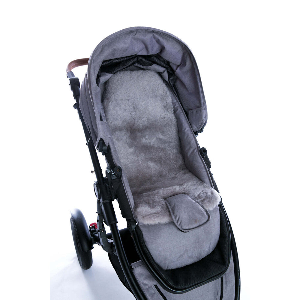 Huxford Grove Tykes Sheepskin Pram Liner Baby Stroller Seat Pad 70x30cm Mid Grey