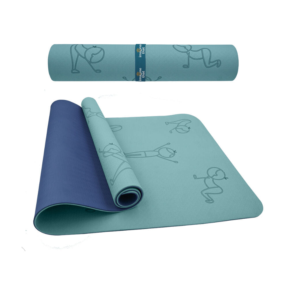 Imagine That 150x61cm Teal Sun Salutation Eco Fitness Exercise Yoga Mat — image 2