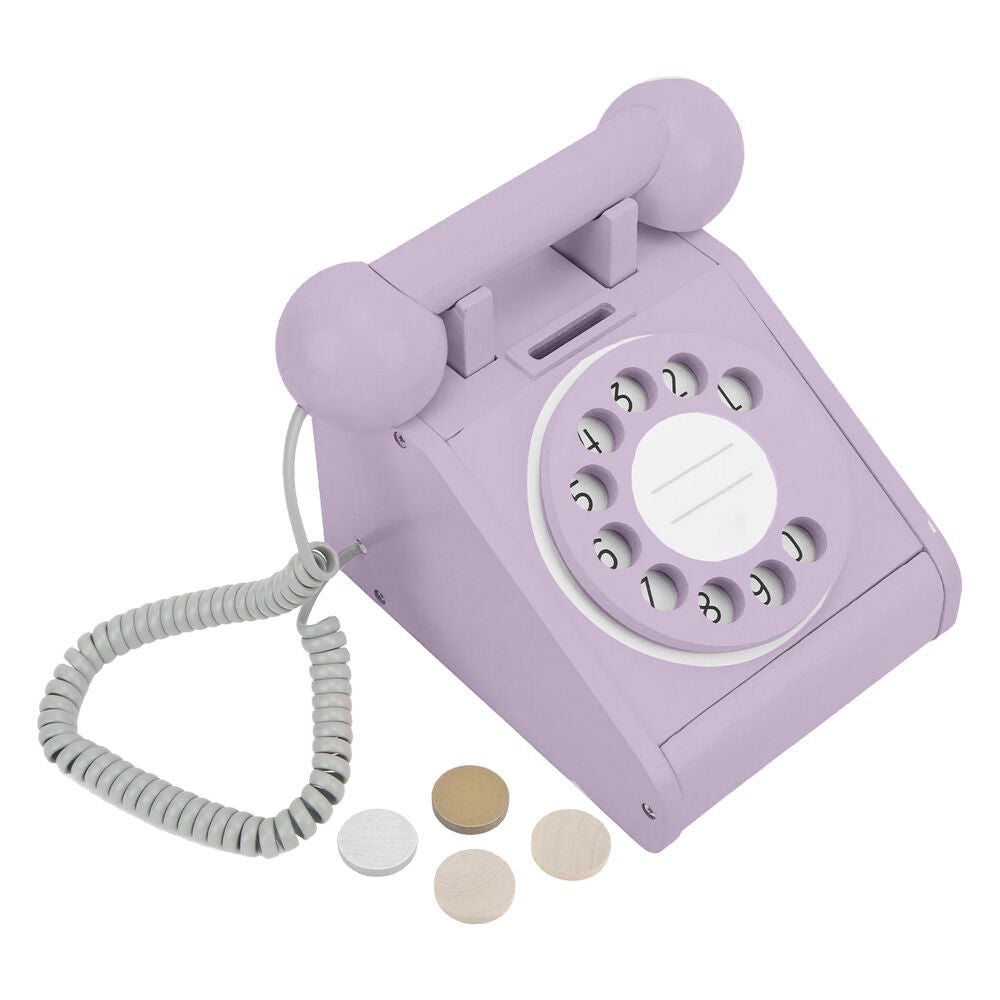 Imagine That Lavender 3y+ Wooden Rotary Retro Telephone Kids Role Play Toy