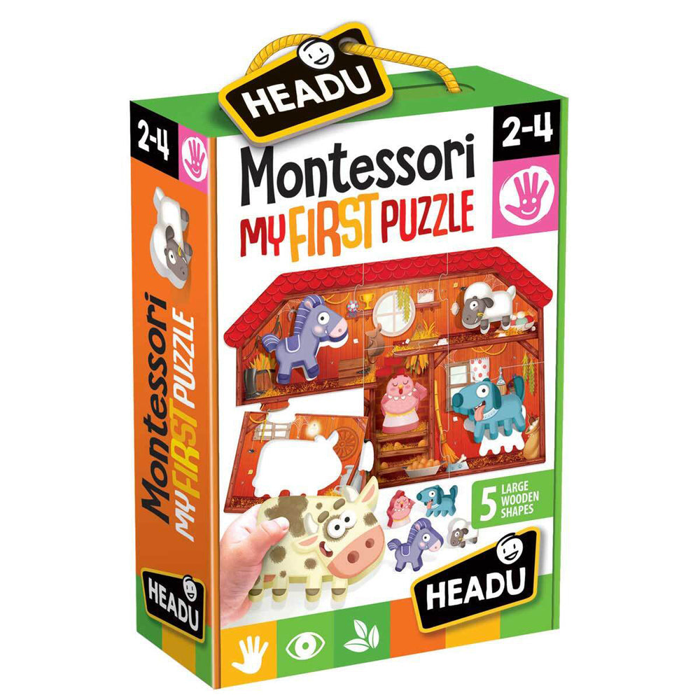 Headu Montessori My First Puzzle The Farm Wooden Shapes Play Kids/Children 2-4y