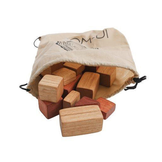 In-Wood Bag of Wooden Building Blocks Kids/Children Fun Play 3y+ Assorted (26 Pieces) — image 2