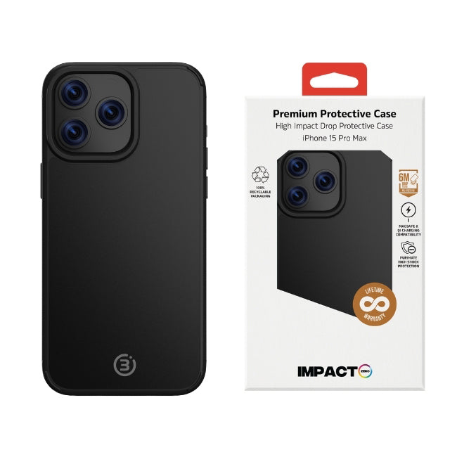 3sixt Impact Zero Colour Phone Case Cover Protection For Apple iPhone 15 Pro Max Black — image 3