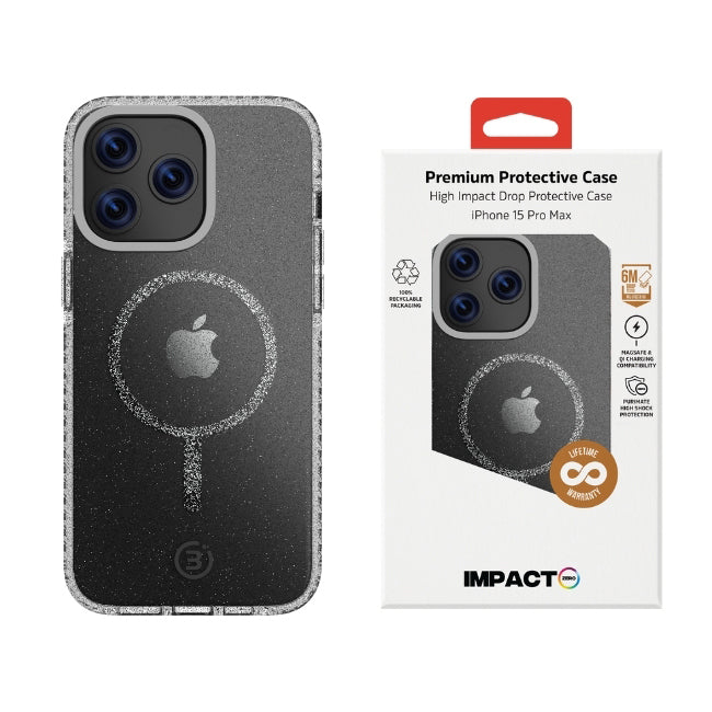 3sixt Impact Zero Galaxy Phone Case Cover For Apple iPhone 15 Pro Max Clear/Glitter — image 3