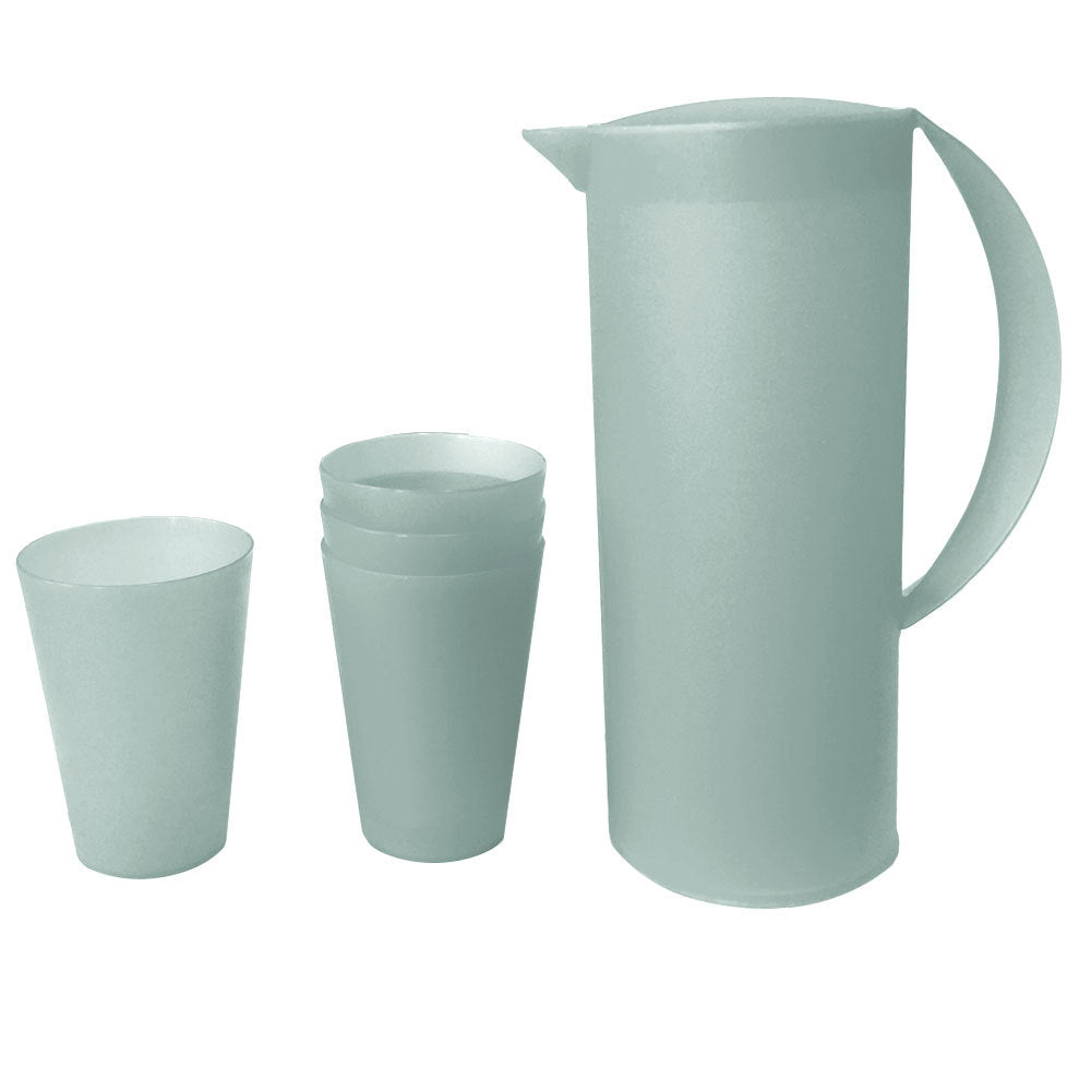 1.5L Frosted Plastic Pitcher Jug/280ml Water/Juice Drinking Cup/Mugs GRY (10 Pieces) — image 2