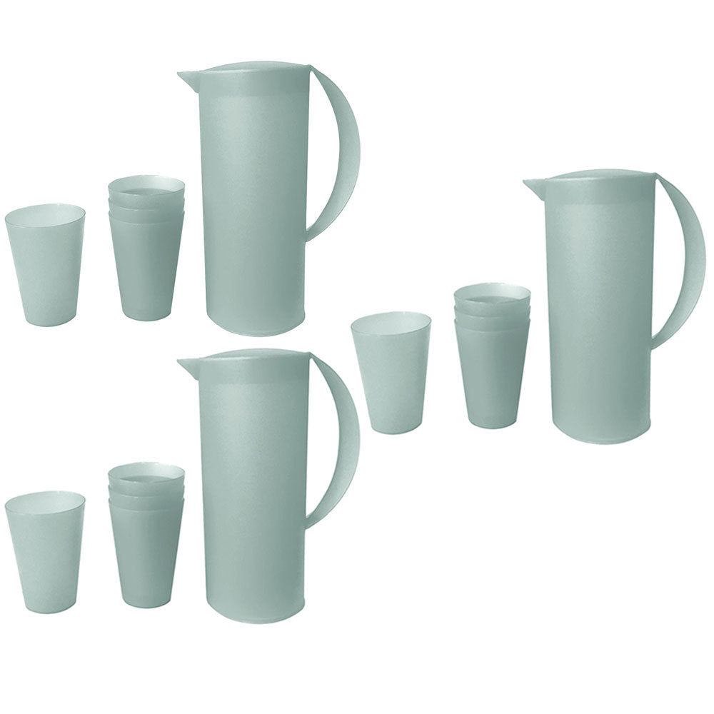 1.5L Frosted Plastic Pitcher Jug/280ml Water/Juice Drinking Cup/Mugs GRY (15 Pieces)