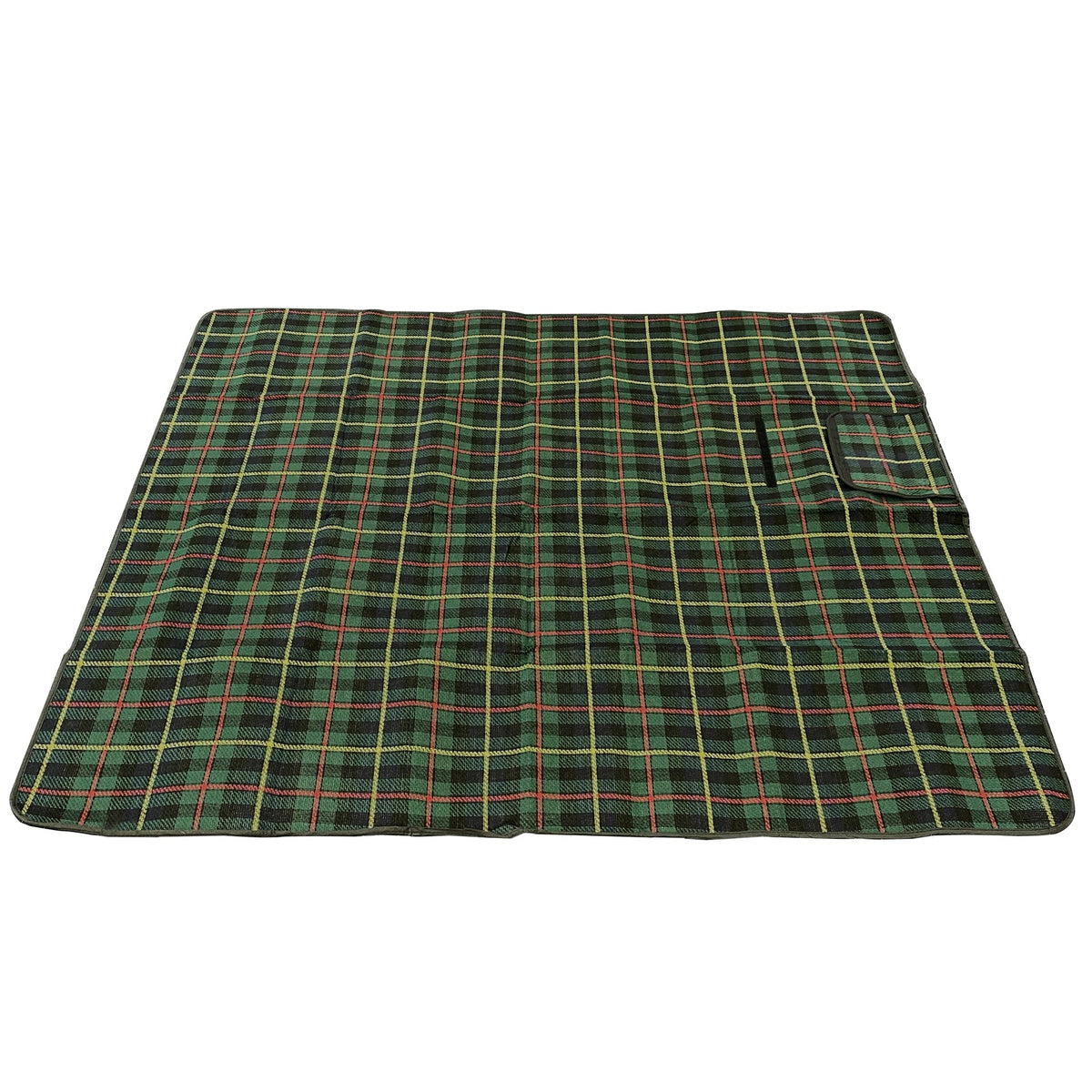 Picnic Tartan Rug 130x150cm w/ Carry Handle Strap/Waterproof Backing Green (2 Pack) — image 2