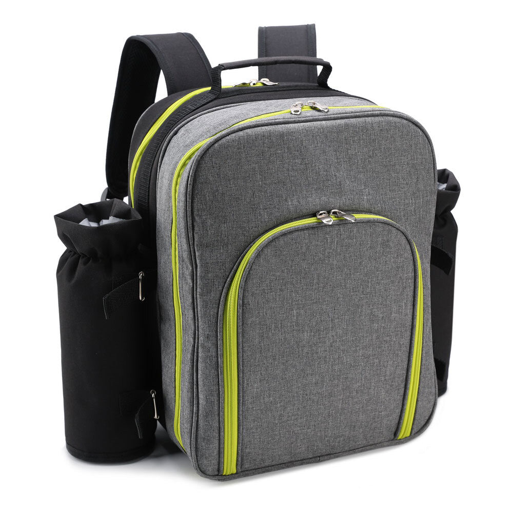 Unbranded 4 Person Picnic Bag Set/Backpack Wine Glasses Cutlery/Knives/Forks/Spoons Black — image 2