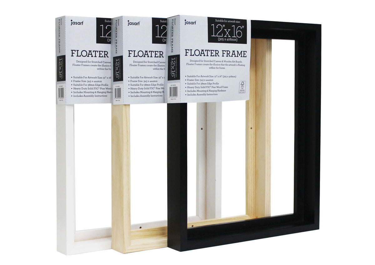 Jasart Thin Edge Artwork 16x16" Wood Floater Canvas Painting Frame Sqr Natural — image 5