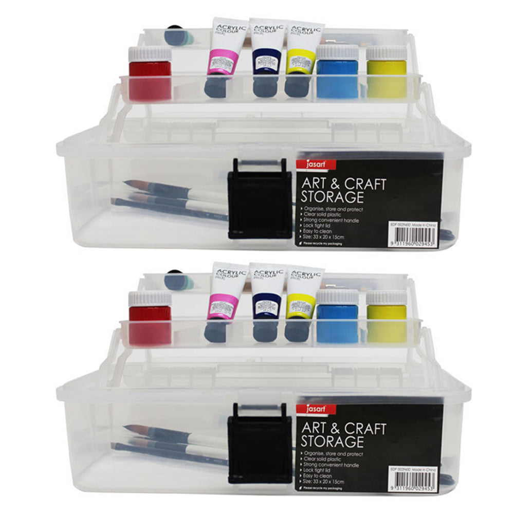 Jasart Art/Craft Storage Organiser Box 33x20cm - Clear (2 Pack)