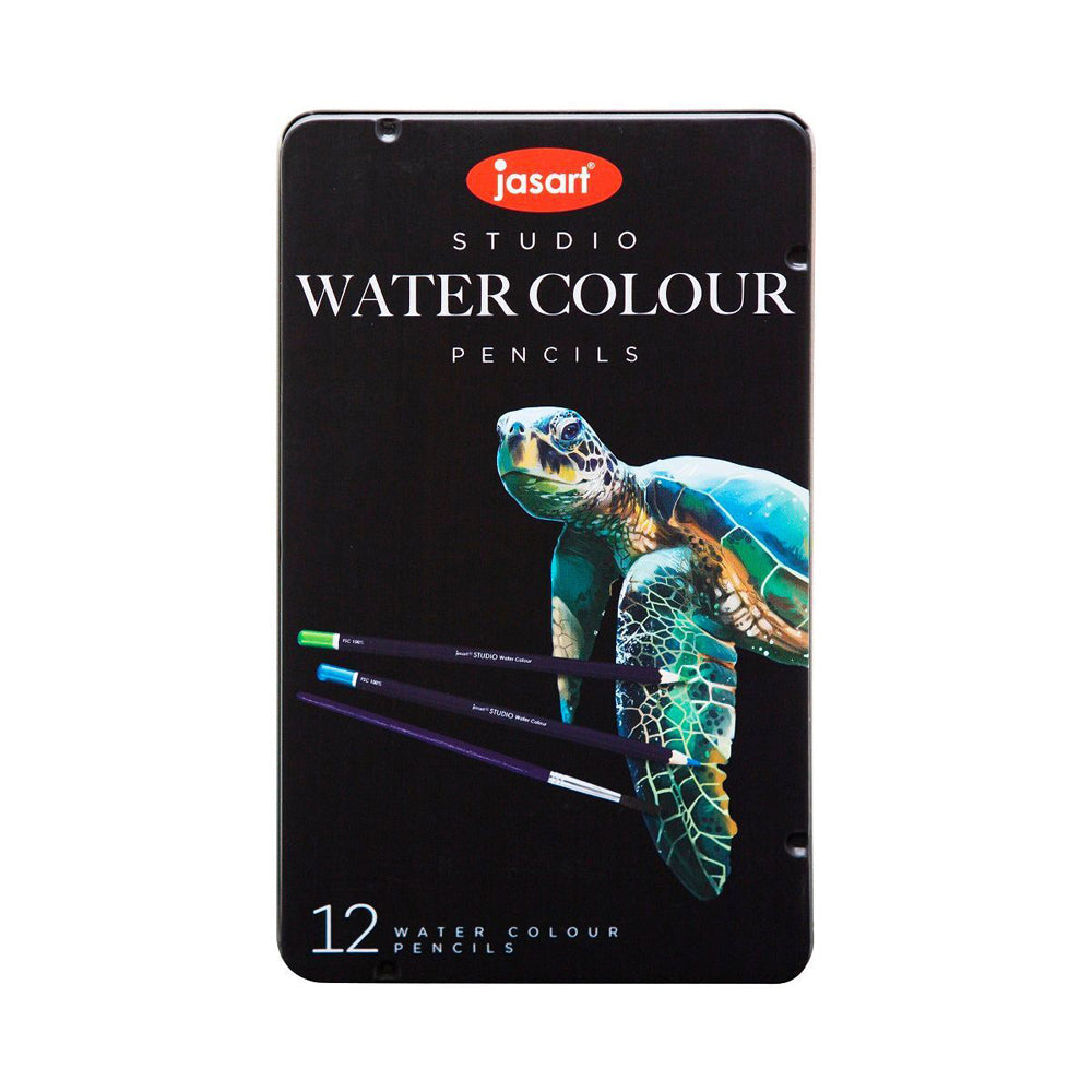 Jasart Studio Art Drawing/Blending Watercolour Pencil Tin Set Non-Toxic (12 Pieces)