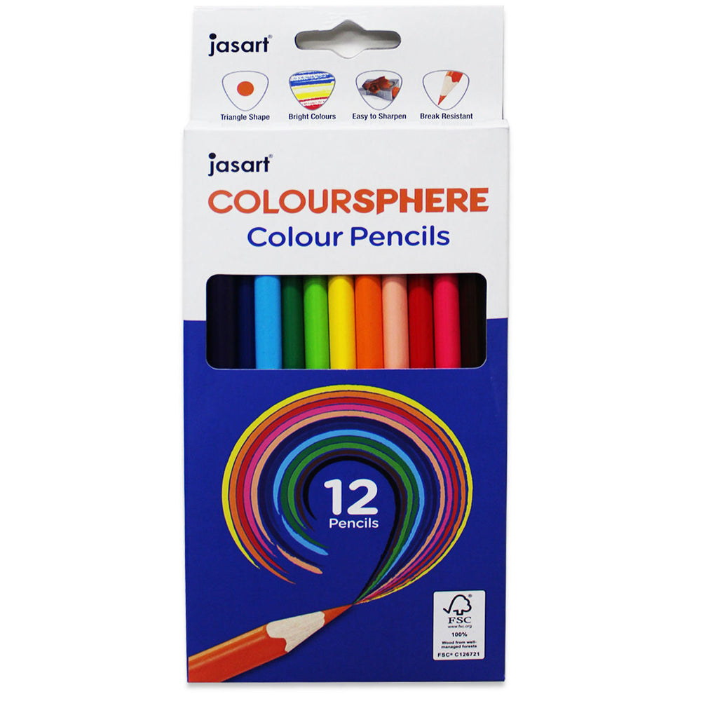 Jasart 12pc Jasart Coloursphere Colouring Pencil Set Drawing/Sketching Triangular (12 Pack)