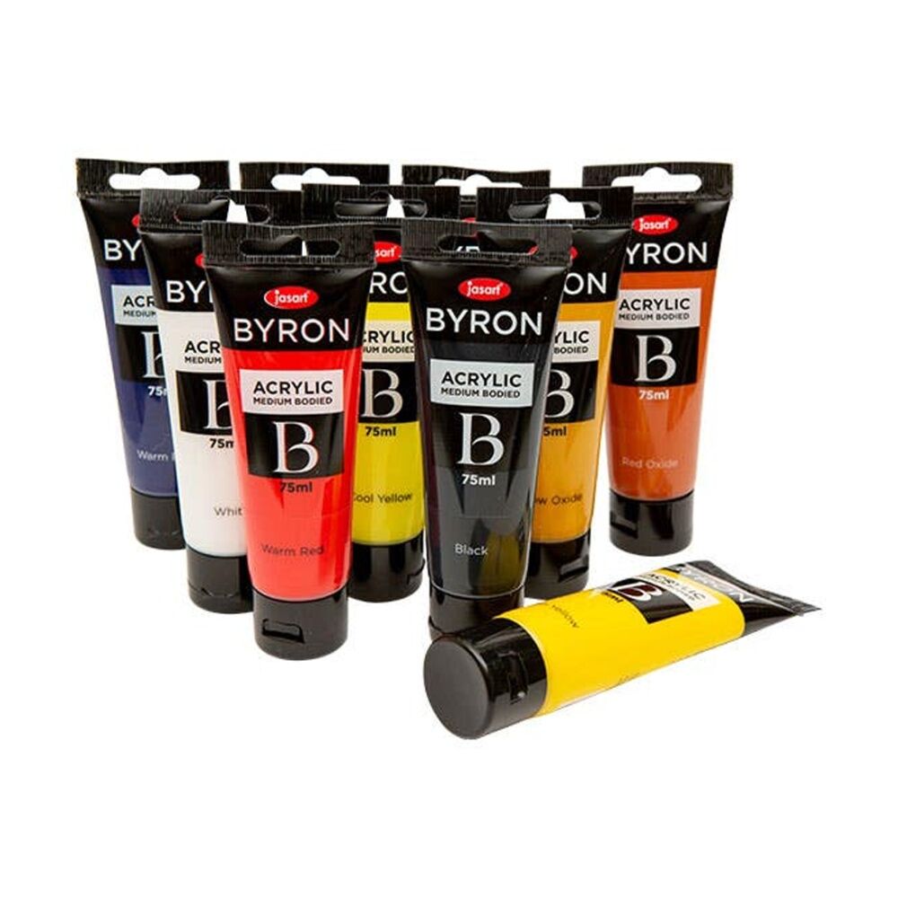 Jasart Byron 75ml Acrylic Medium Bodied Primary Cool/Warm Paint Tubes Set (10 Pieces) — image 3