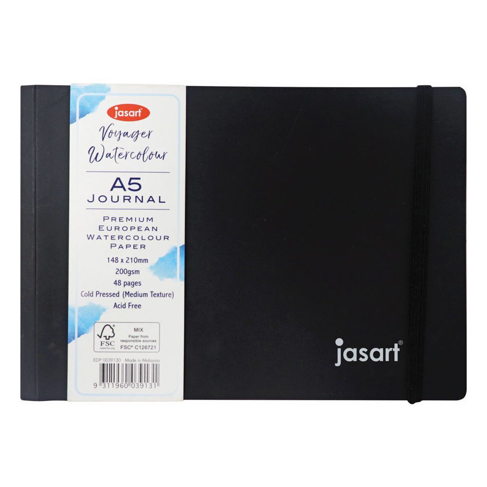 Jasart Voyager A5 Watercolour Journal w/ Band Writing Stationery 200GSM Black