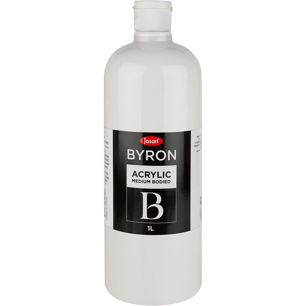 Jasart Byron 1L Acrylic Paint Bottle Medium-Bodied Art/Craft Painting White