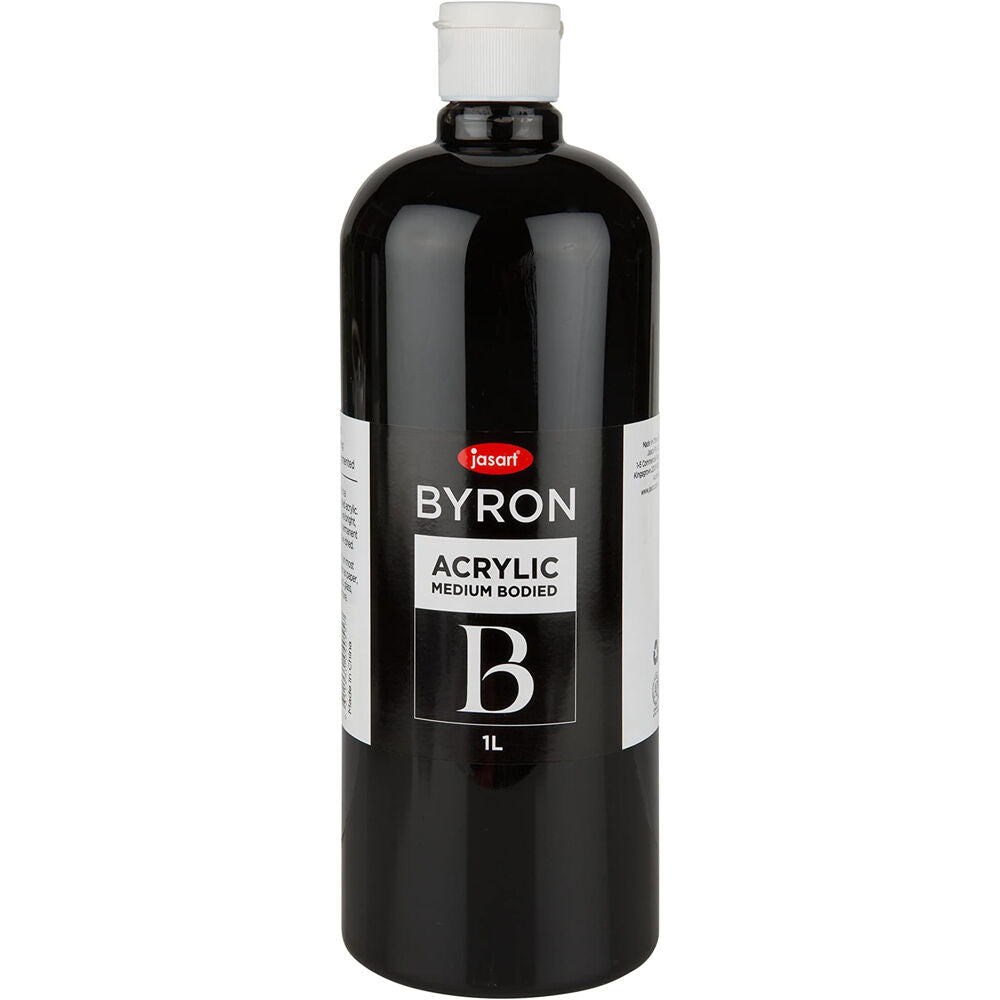 Jasart Byron 1L Acrylic Paint Bottle Medium-Bodied Art/Craft Painting Black