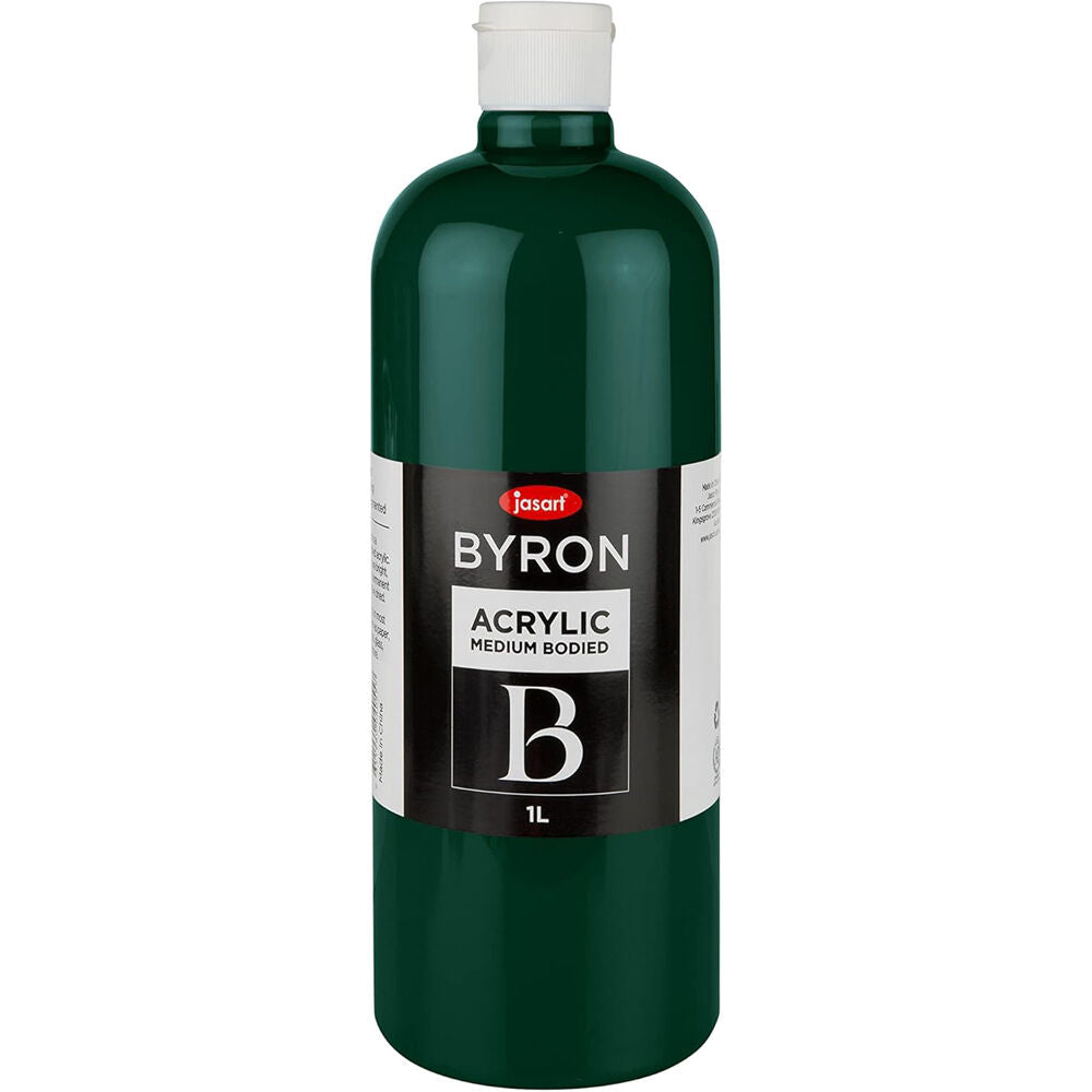 Jasart Byron 1L Acrylic Paint Bottle Medium-Bodied Art/Craft Painting Green Deep
