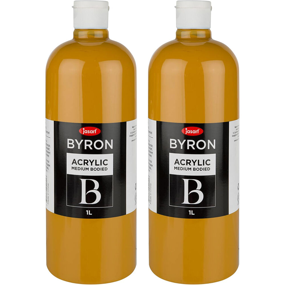 Jasart Byron 1L Acrylic Paint Medium-Bodied Craft Painting Yellow Oxide (2 Pack)