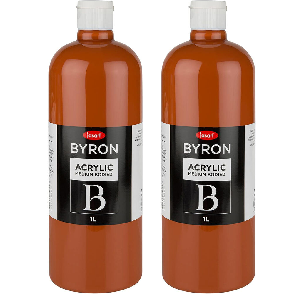 Jasart Byron 1L Acrylic Paint Medium-Bodied Art/Craft Painting Red Oxide (2 Pack)