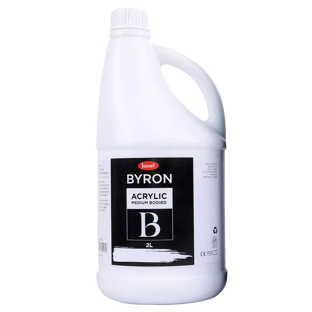 Jasart Byron 2L Acrylic Paint Bottle Medium-Bodied Art/Craft Painting White
