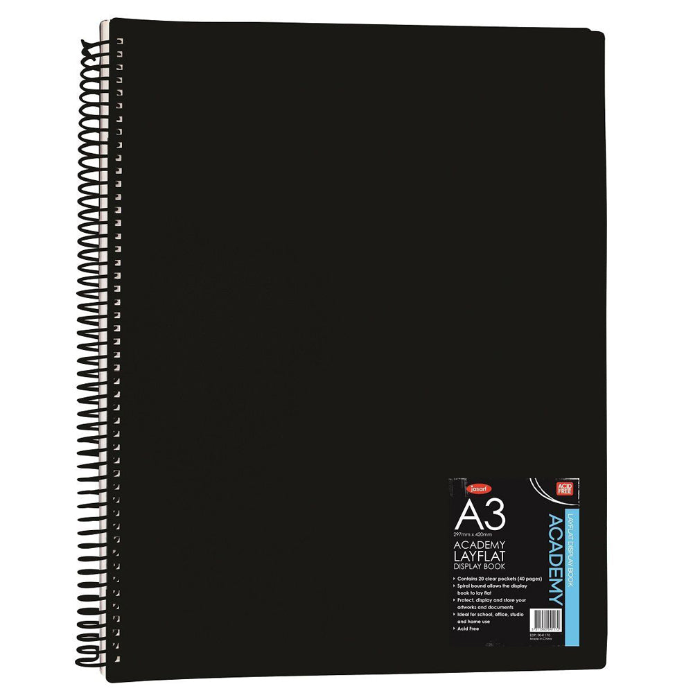 Jasart Layflat A3 Academy Display Book Artwork Protector/Organiser 20 Pockets