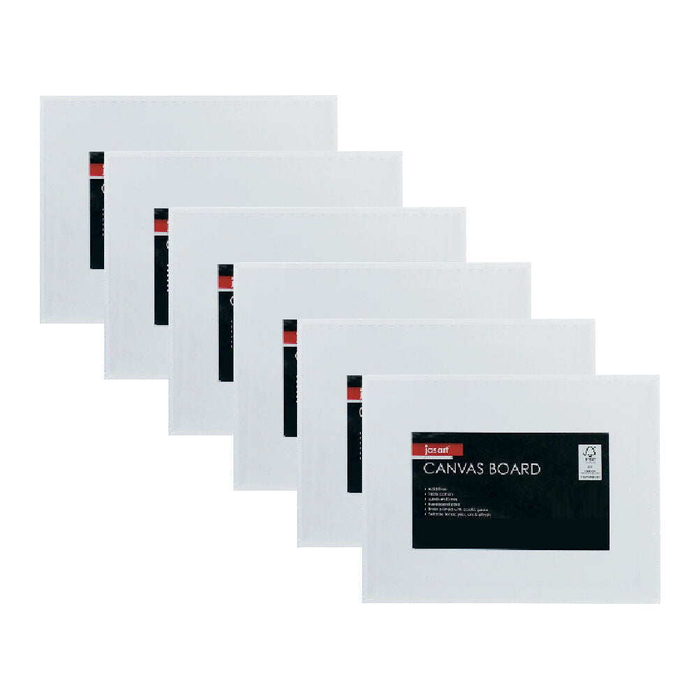 Jasart Studio 6x8" Cotton Canvas Board Panel 380GSM - White (6 Pack)