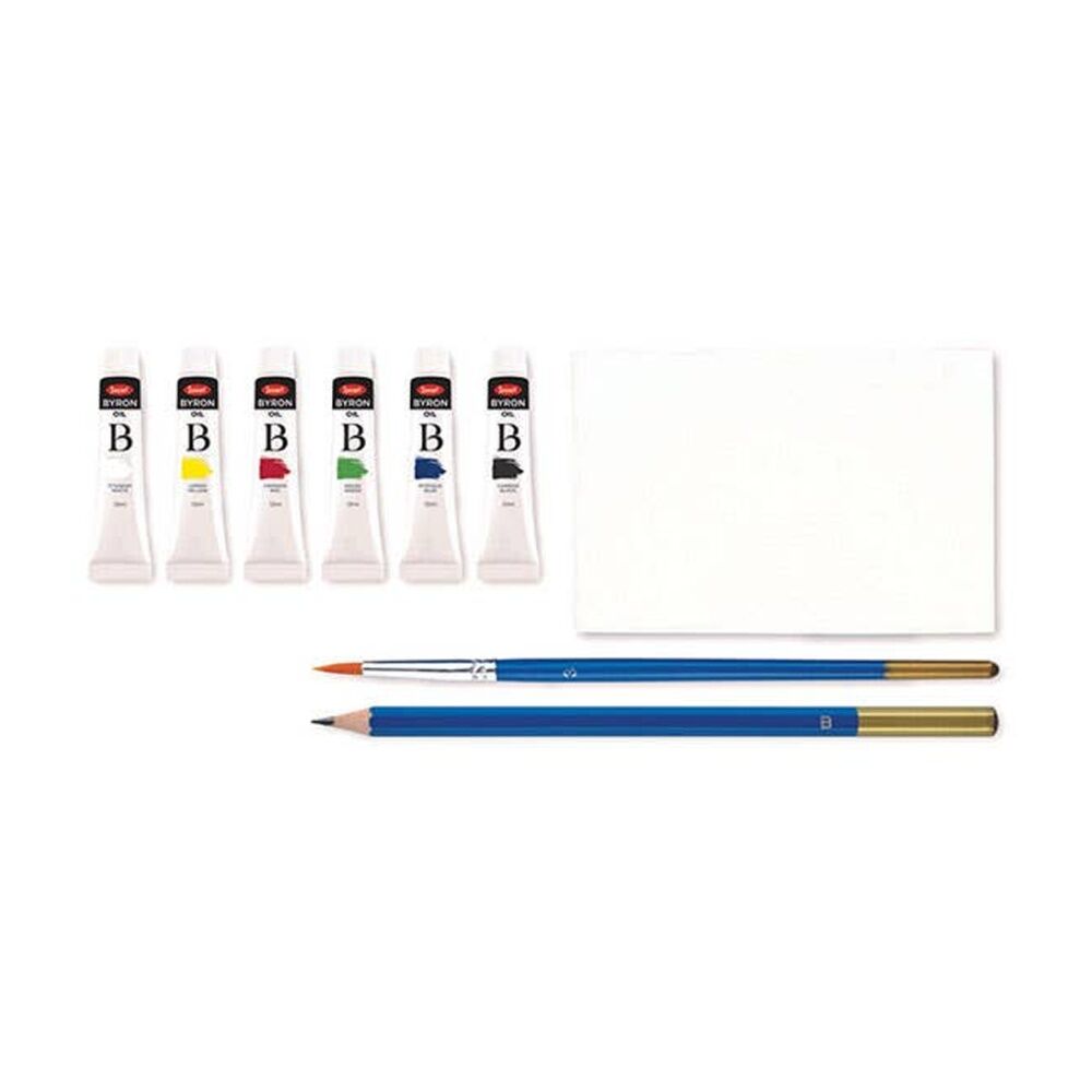 Jasart Byron Starter Set 12ml Oil Paint Tube/Pencil w/ 5x7" Canvas Board (9 Pieces) — image 2