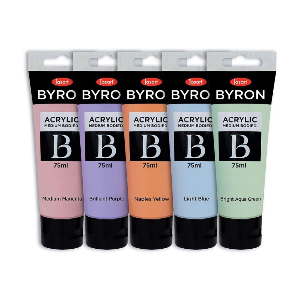Jasart Byron 75ml Acrylic Paint Tube Set Medium-Bodied Art Painting Pastel (5 Pieces)