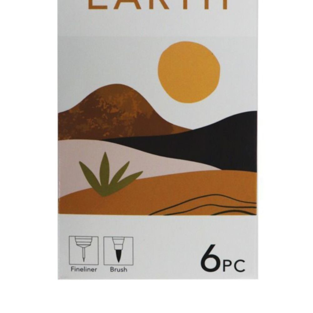 Jasart Dual Nib Tip Brush Fineliner 0.4mm Pen/Marker Art Drawing Set Earth (6 Pieces) — image 3