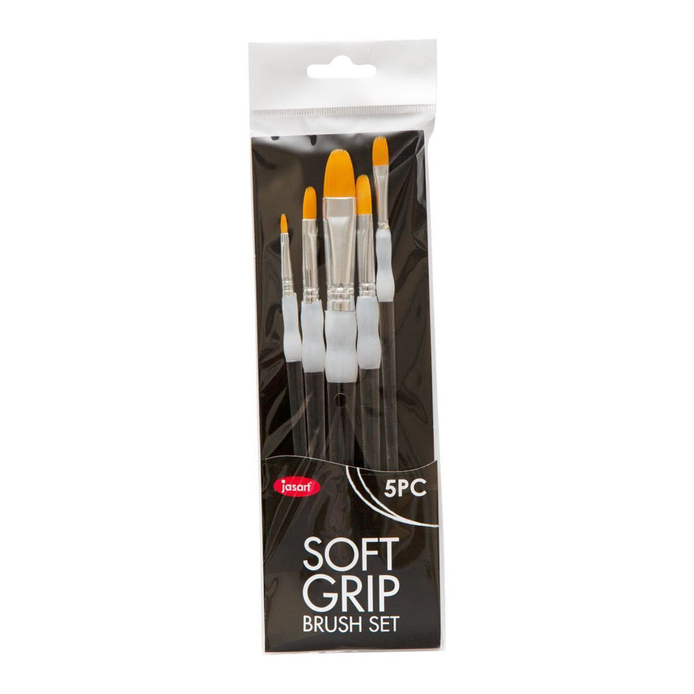 Jasart 5pc Jasart Soft Grip Acrylic Painting Synthetic Bristles Filbert Brush Black (3 Pack) — image 2