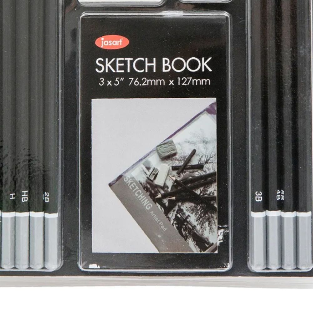 Jasart Essentials Sketching Pencil Set Art/Craft Drawing w/ Sketchbook (15 Pieces) — image 2