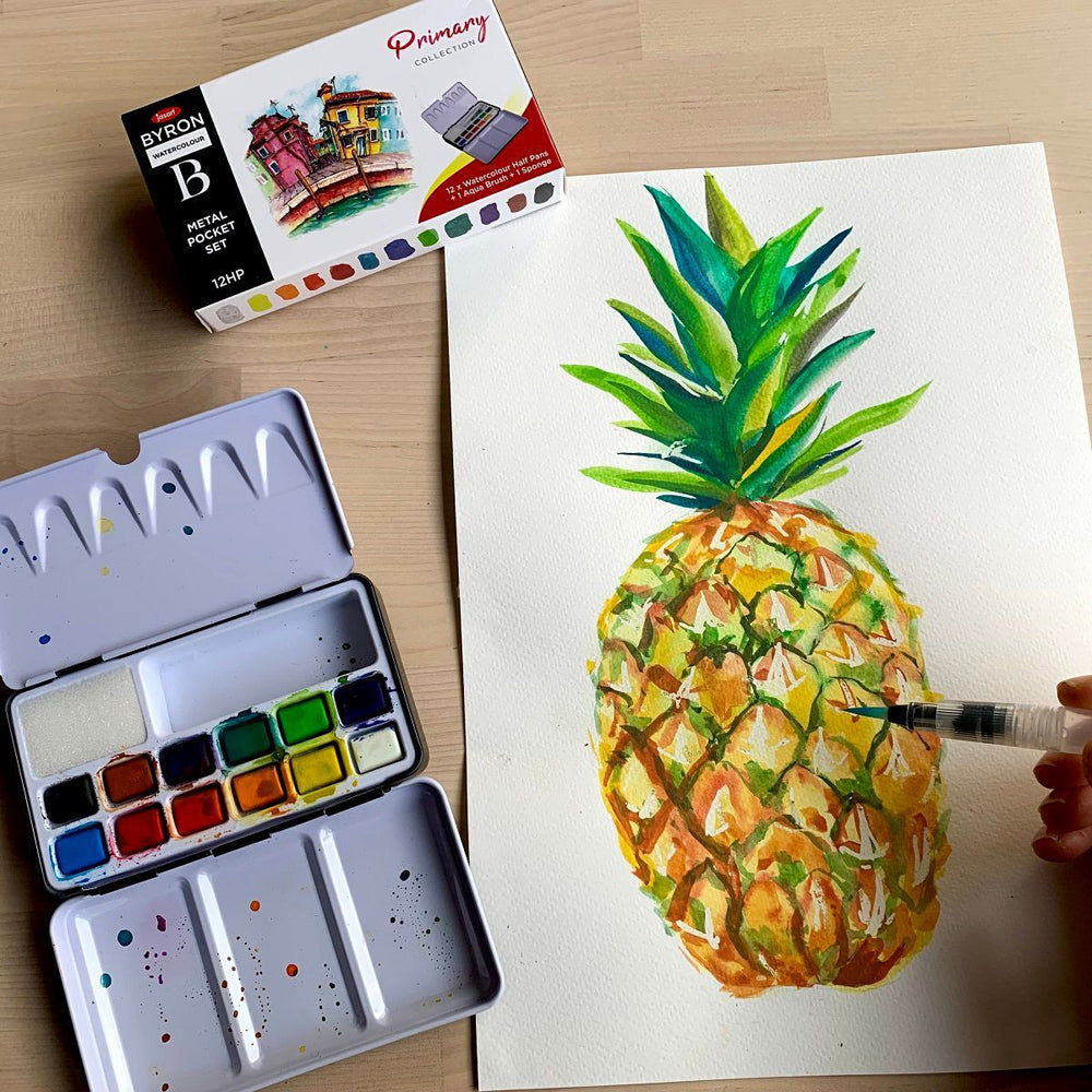 Jasart Byron 12-Colour Pocket Watercolour Craft Painting w/ Brush Set Nature — image 2