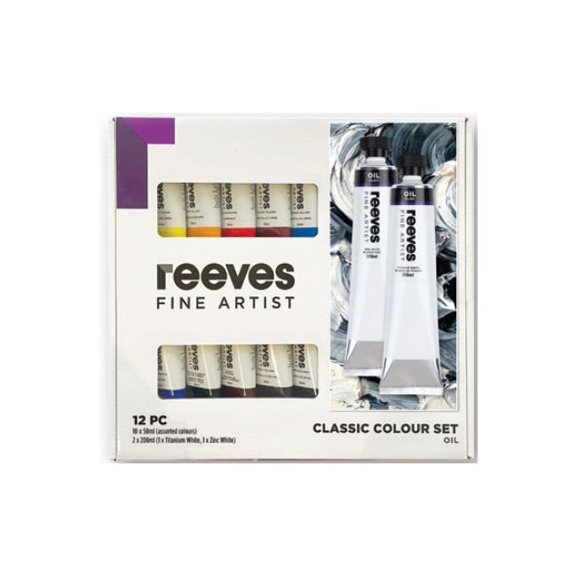 Reeves Classic Colour Fine Artist Oil Paint Painting Art/Craft Set 50ml (12 Pieces)