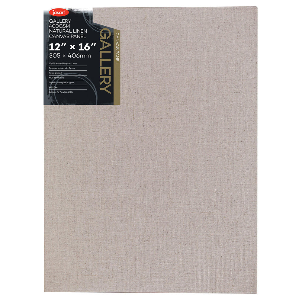 Jasart Gallery 12x16" Natural Linen Canvas Board Panel 400GSM (3 Pack)