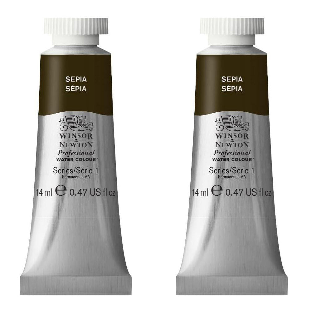 Winsor and Newton 14ml Professional Watercolour Artist/Craft Paint Sepia S1 (2 Pack)