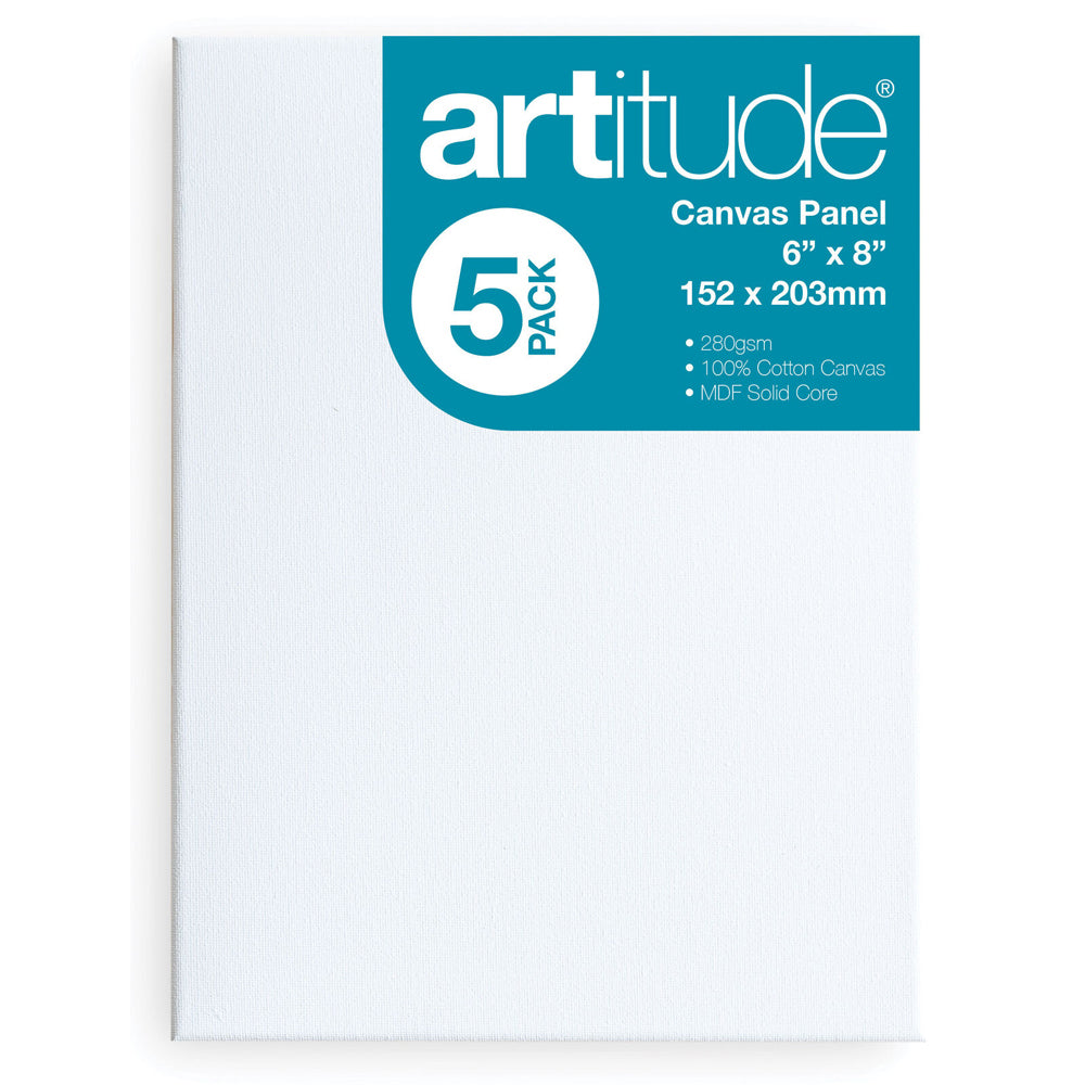 Artitude Cotton 6x8'' Canvas Panel Art/Craft 280gsm Oil/Acrylic Painting (5 Pieces)