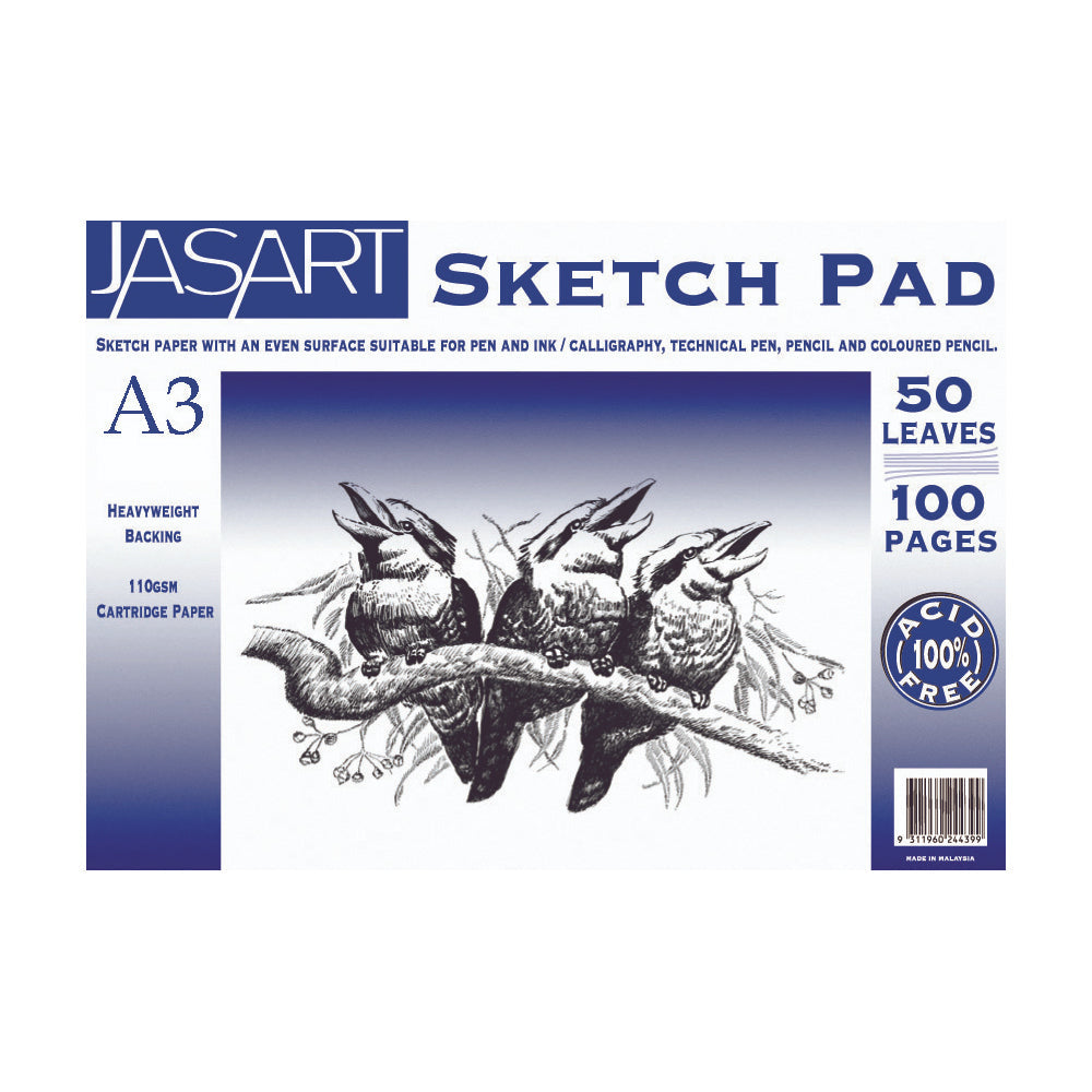 Jasart Sketch Pad 100-Pages Drawing/Painting Cartridge Paper — A3