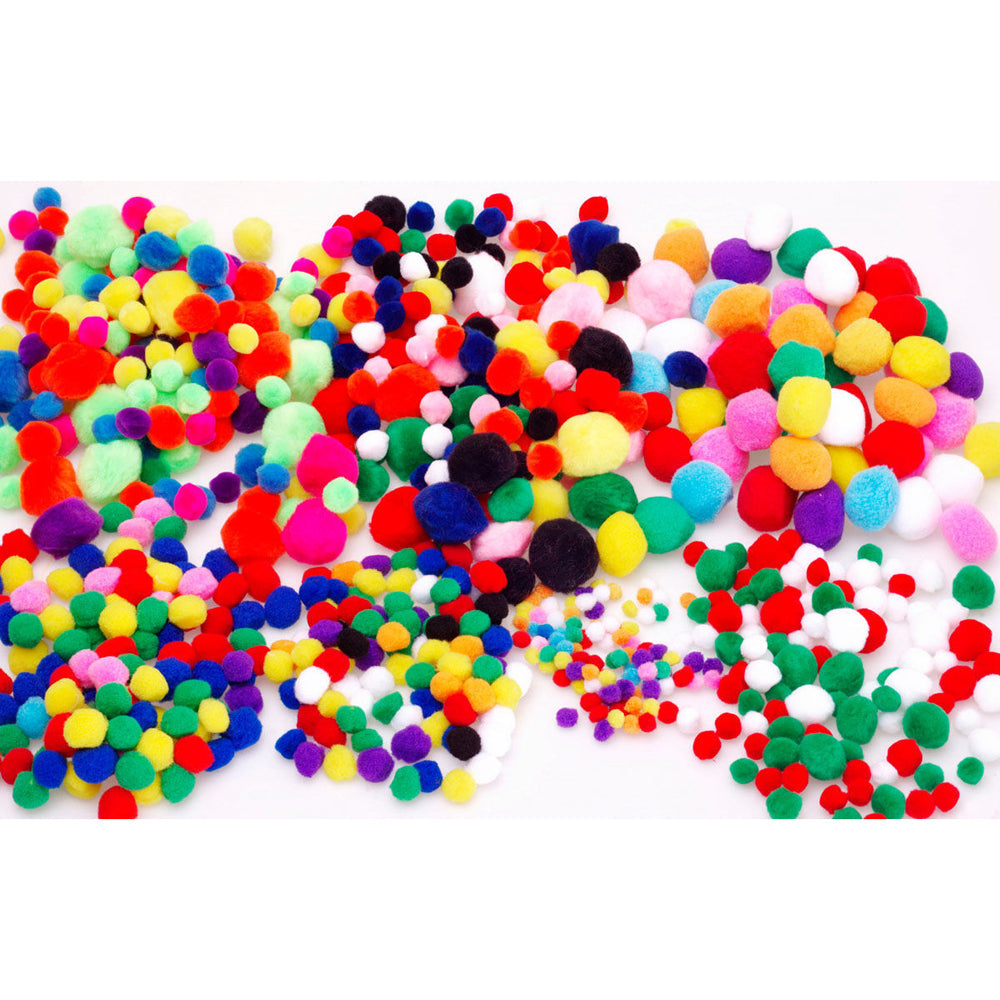 Jasart Pom Poms 38mm Soft Ornament School Art/Craft DIY Project Assorted (100 Pieces)