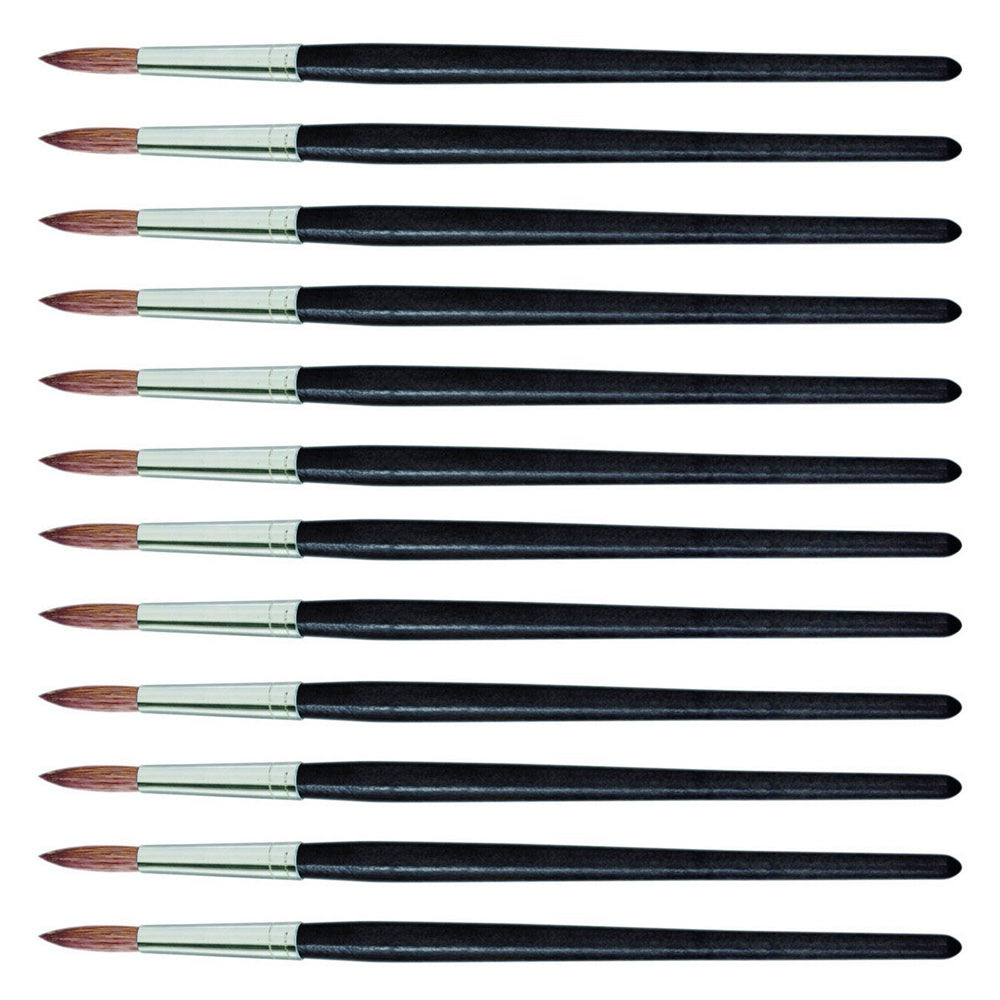Jasart Pony/Goat Sz4 Round Painting Brush Watercolour/Gouache Natural Hair (12 Pack)