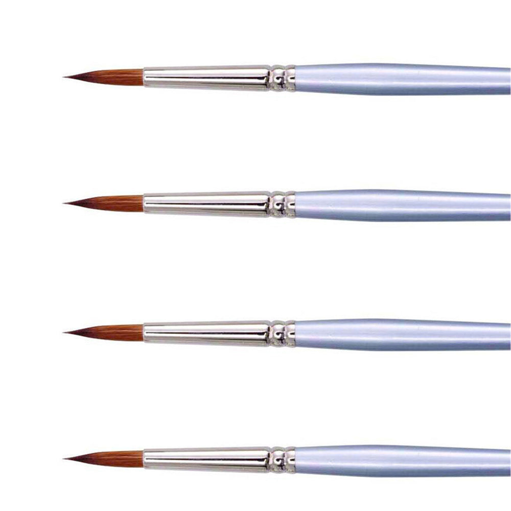 Jasart Round Size 20/0 Paint Brush NeedleFine Point Oil/Watercolour Red Sable (4 Pack)