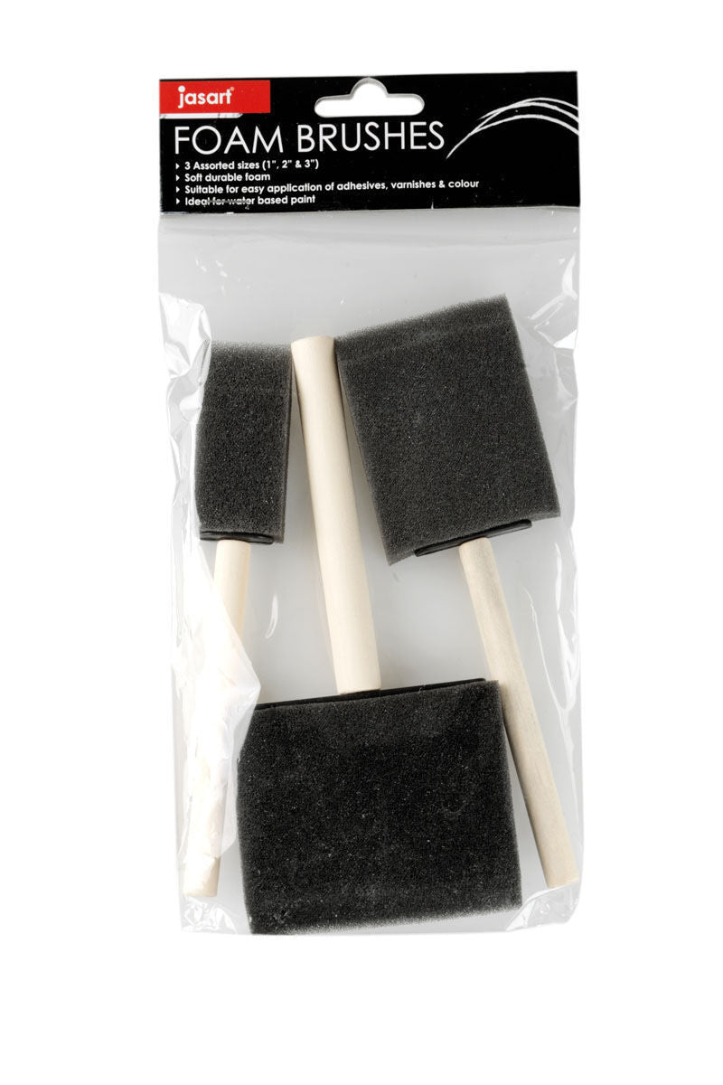 Jasart Foam Sponge Paint Wooden Handle Art/Craft 25mm Water Based Painting Brush — image 2