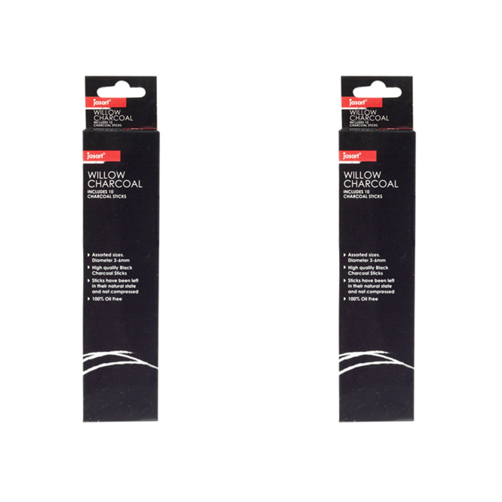 Jasart 10pc Jasart Willow Charcoal Sticks Oil-Free Drawing/Painting Art/Craft Black (2 Pack)