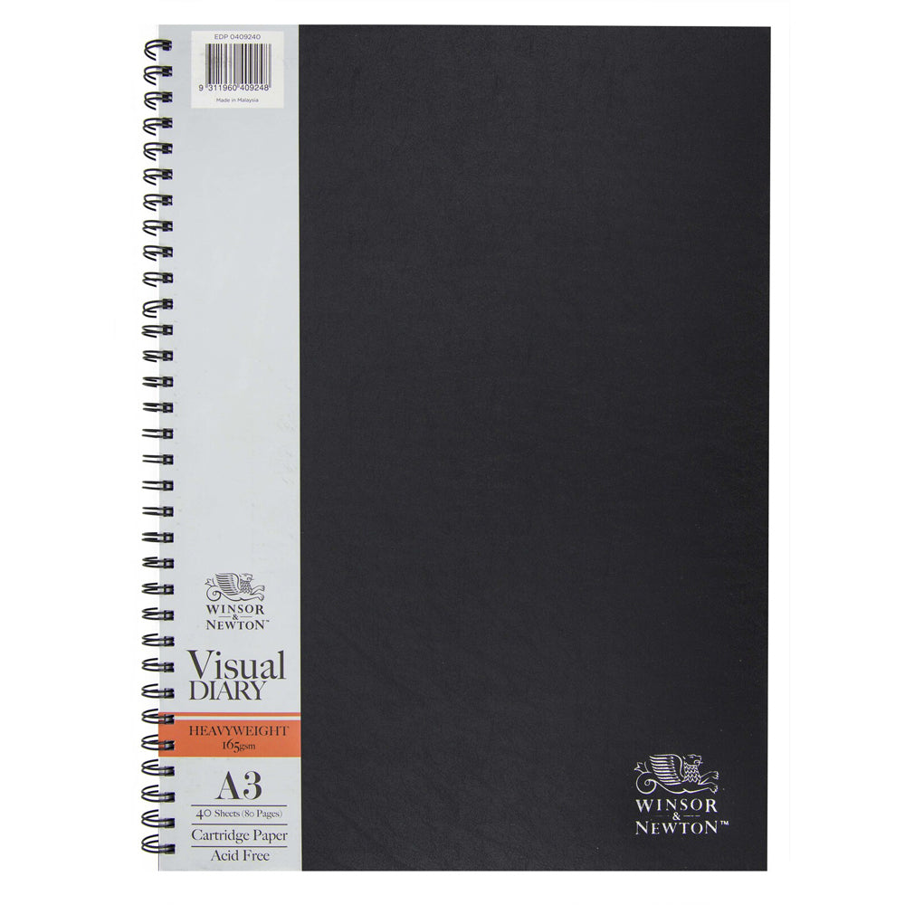Winsor and Newton Double Wire Bound Heavyweight Visual Diary 40 Sheets A3 165gsm