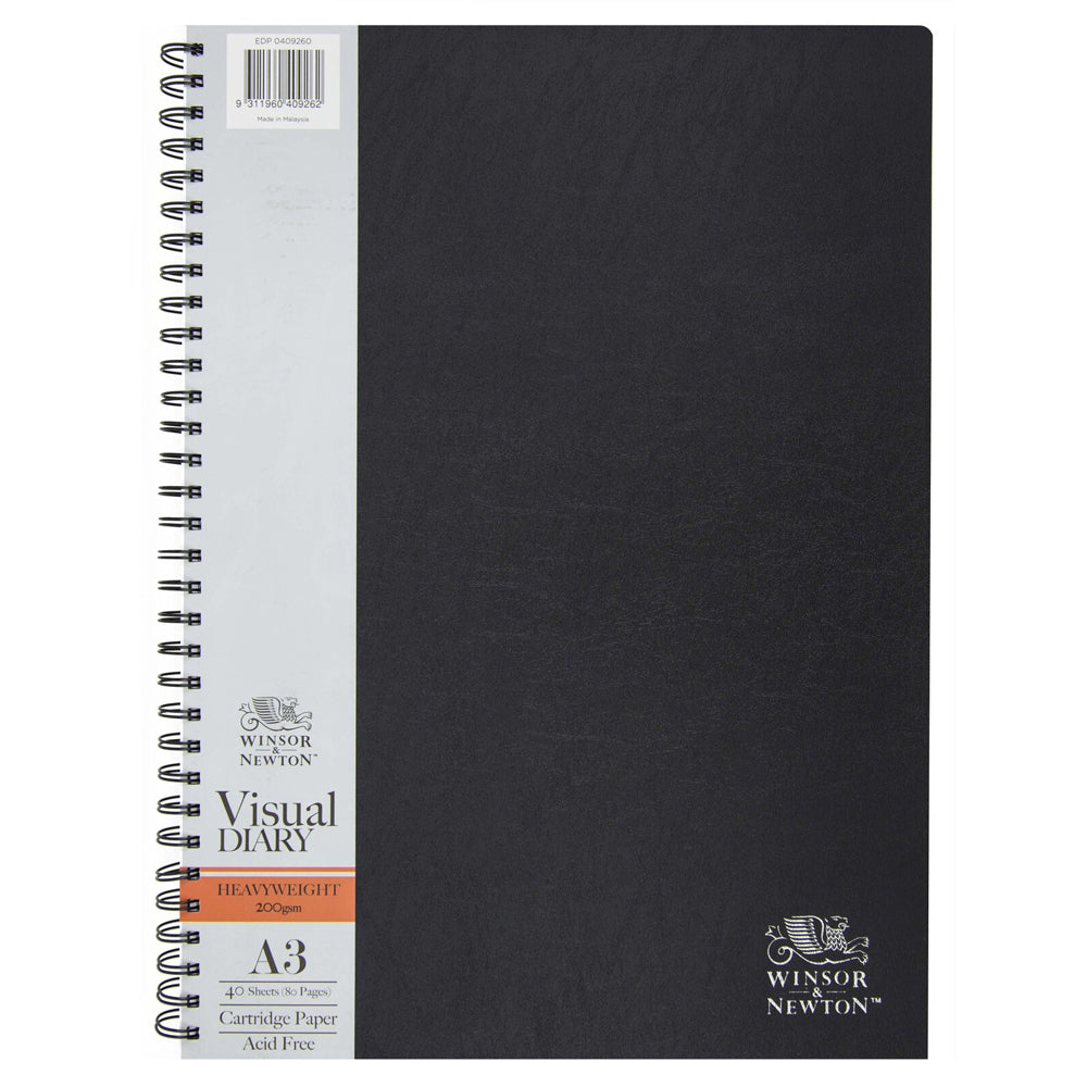 Winsor and Newton Double Wire Bound Heavyweight Visual Diary 40 Sheets A3 200gsm