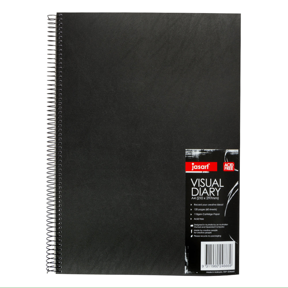 Jasart 120 Page A4 Visual Diary 21x29.7cm Journal Notebook Stationery Black (3 Pack) — image 2