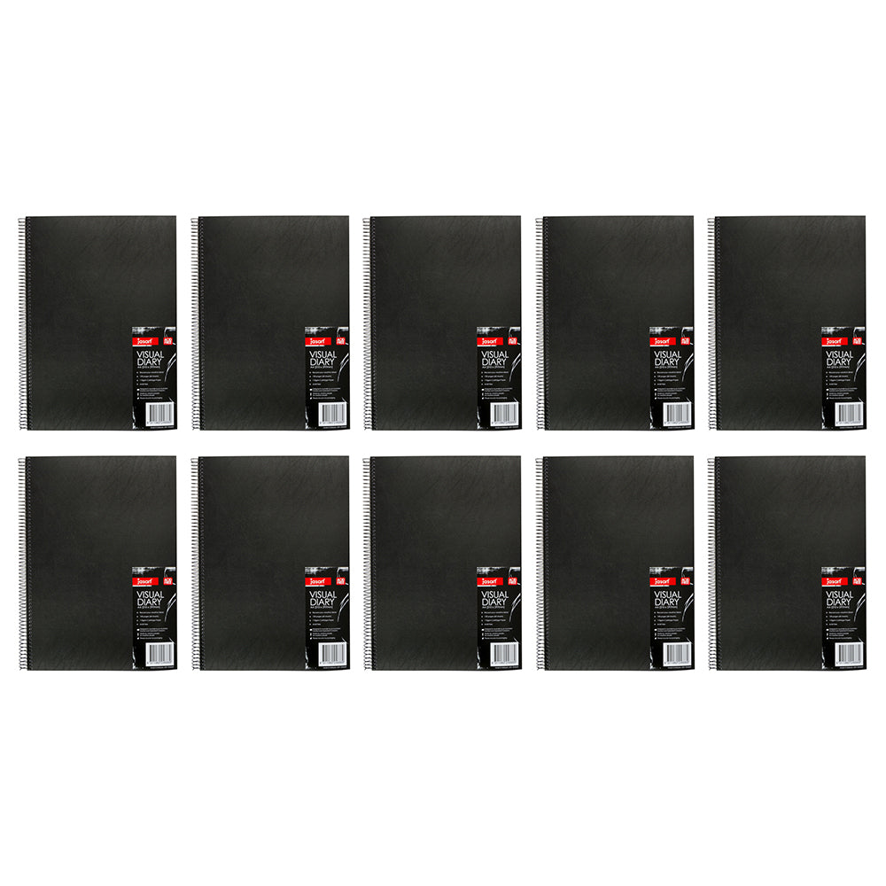 Jasart Single A5 Wire Bound Visual Diary 60-Sheets Writing Stationery Black (10 Pack)