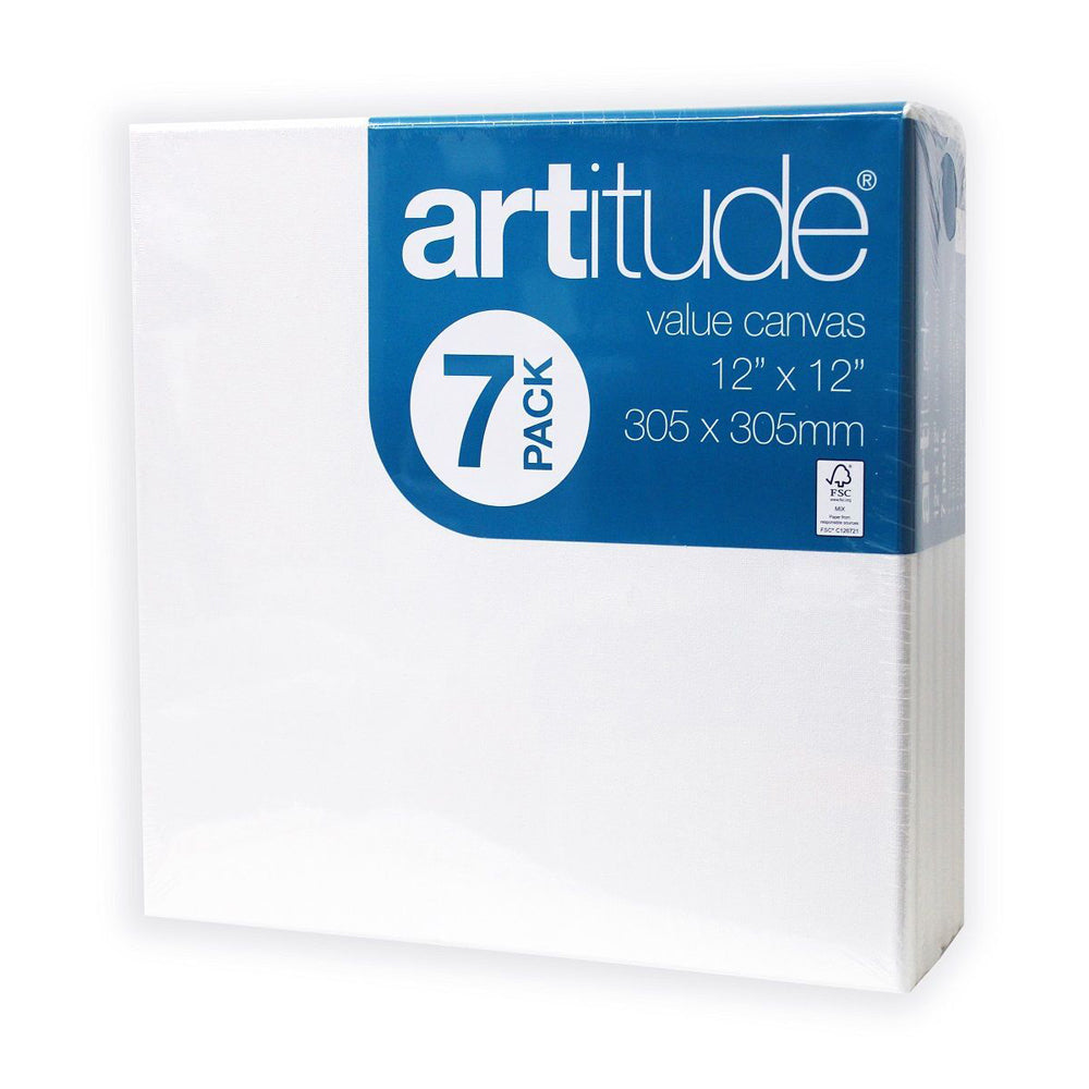 Artitude 7pc Artitude Stretched Canvas 12x12" Art/Craft Accessory Oil/Acrylic Painting (2 Pack) — image 2