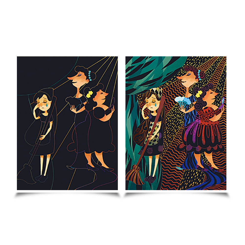 Jarmelo Scratching Drawing Creative Card Kids Play Set Cinderella w/Stylus 3+ — image 3