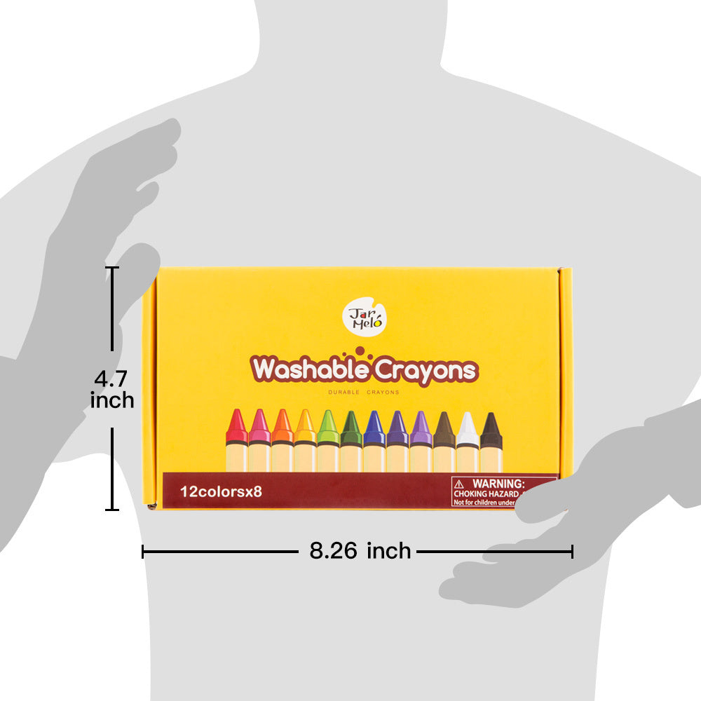 Jarmelo 12pc Kids/Children Colouring/Art Washable Crayons Sticks Bulk Set 2+ (8 Pack) — image 6