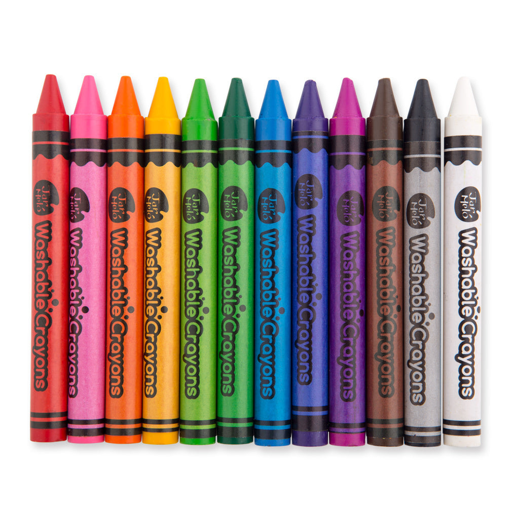 Jarmelo 12pc Kids/Children Colouring/Art Washable Crayons Sticks Bulk Set 2+ (8 Pack) — image 3